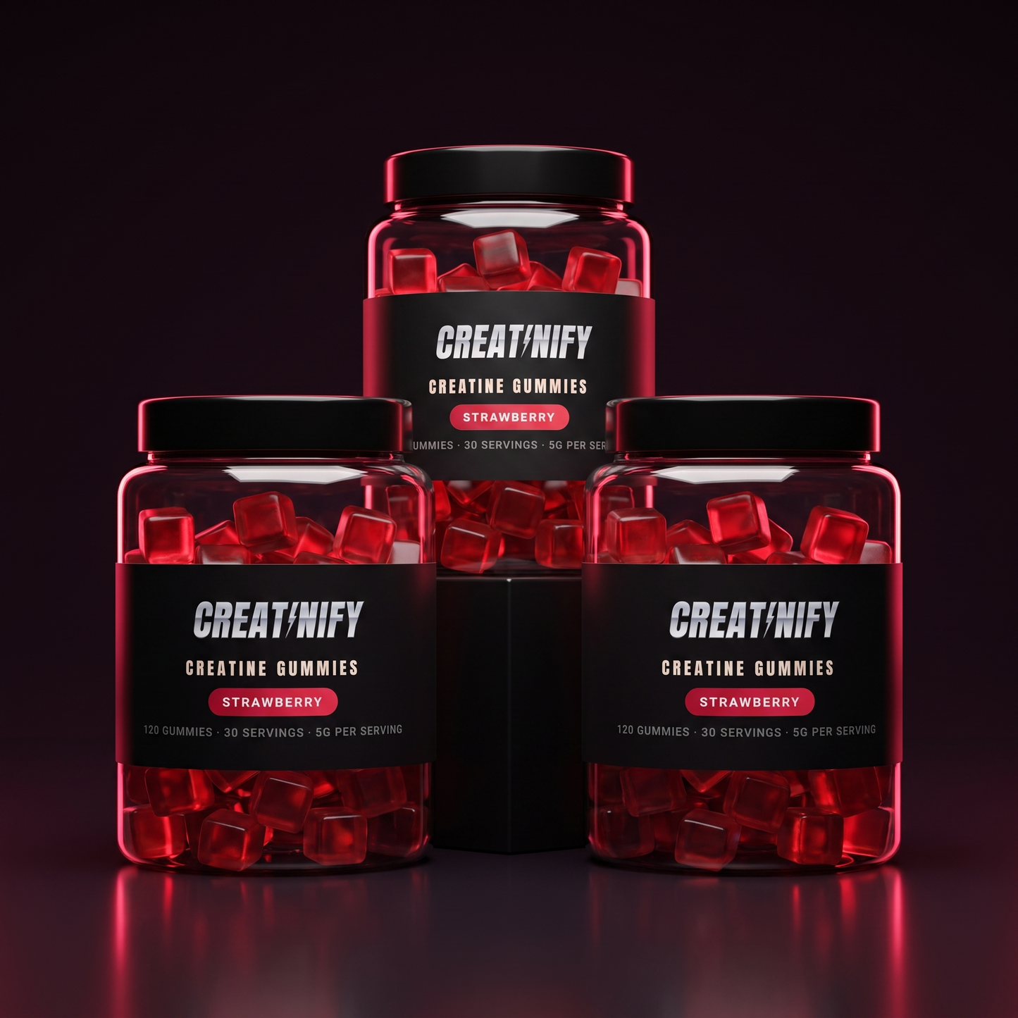 Creatine Gummies — 3 Jars · 90-Day Supply (360 Gummies)